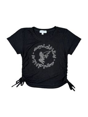 Omighty Black Rhinestone Fairy Tee with Side Ties